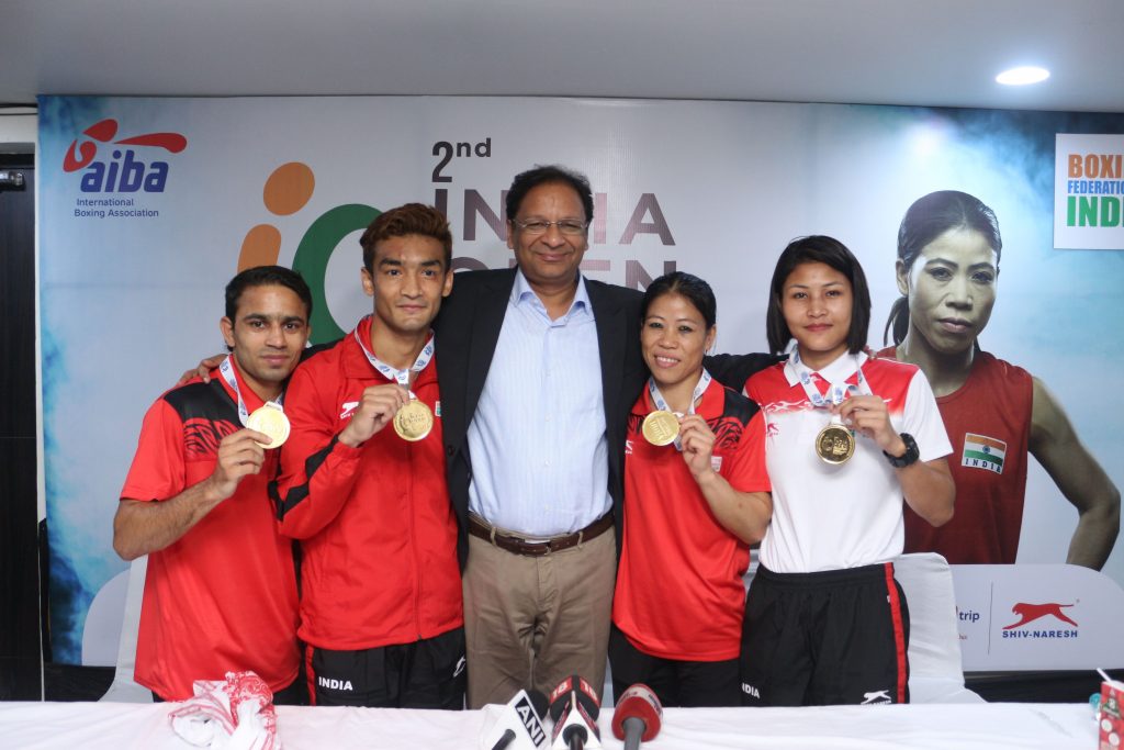 BFI President Mr. Ajay Singh with Indian boxers