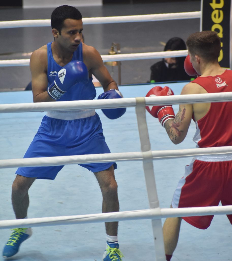 Indian boxer Deepak Kumar in action